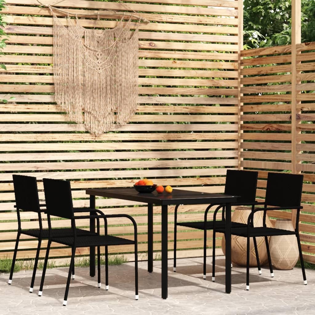 5 Piece Patio Dining Set Black,Elegant Patio Dining Set with Durable Steel Frame and Comfortable PE Rattan Chairs for Outdoor Use Furniture Sets for Patio, Lawn & Garden
