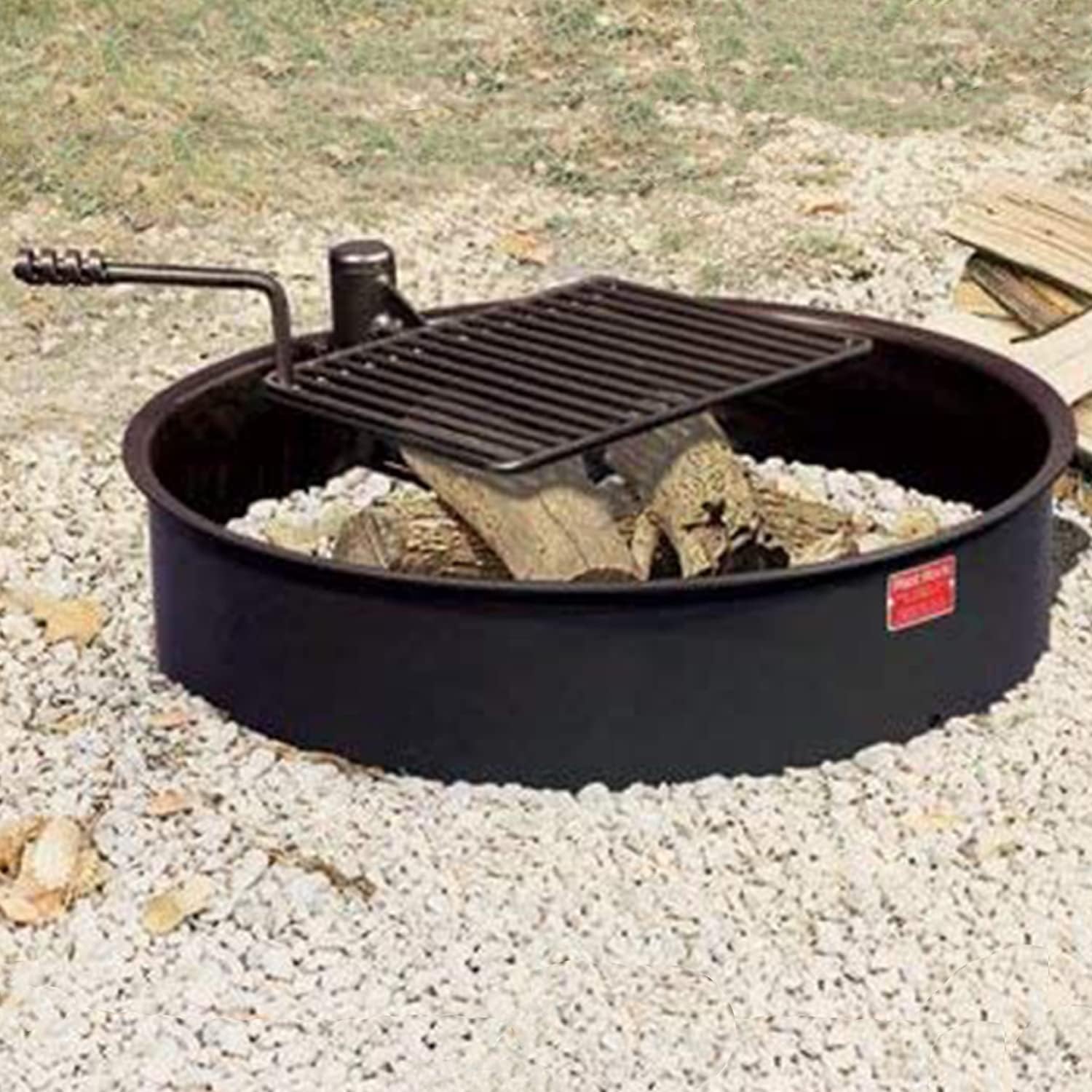 Pilot Rock 3 Pack 30 Inch Heavy Duty Steel Ground Fire Pit Ring and Metal Cooking Grate