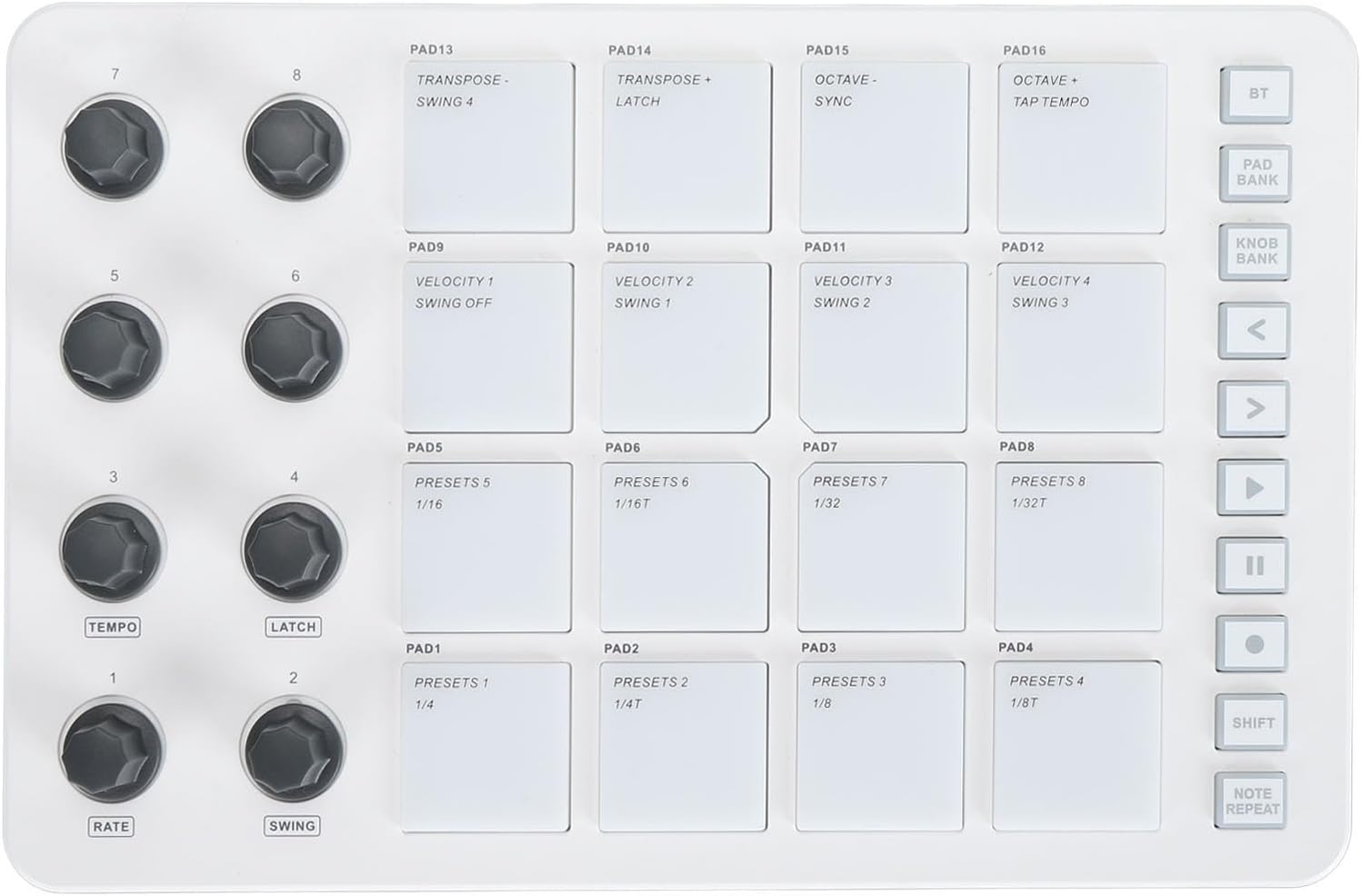 16 RGB MIDI Controller, Backlit Pads with 8 Rotating Knobs for Music Production