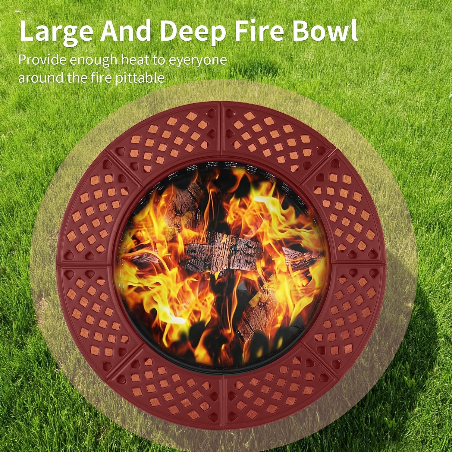 FDW 36 Inch Fire Pit with 2 Adjustable Grills, Wood Burning Outdoor Fire Pit with Lid, Poker & Waterproof Cover, 3-in-1 Fire Pit Table for BBQ, Bonfire & Patio Dining