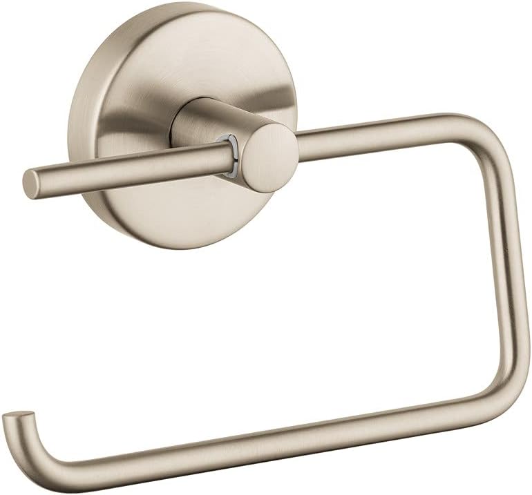hansgrohe Toilet Paper Holder Easy Install 6-inch Modern Coordinating Accessories in Brushed Nickel, 40526820