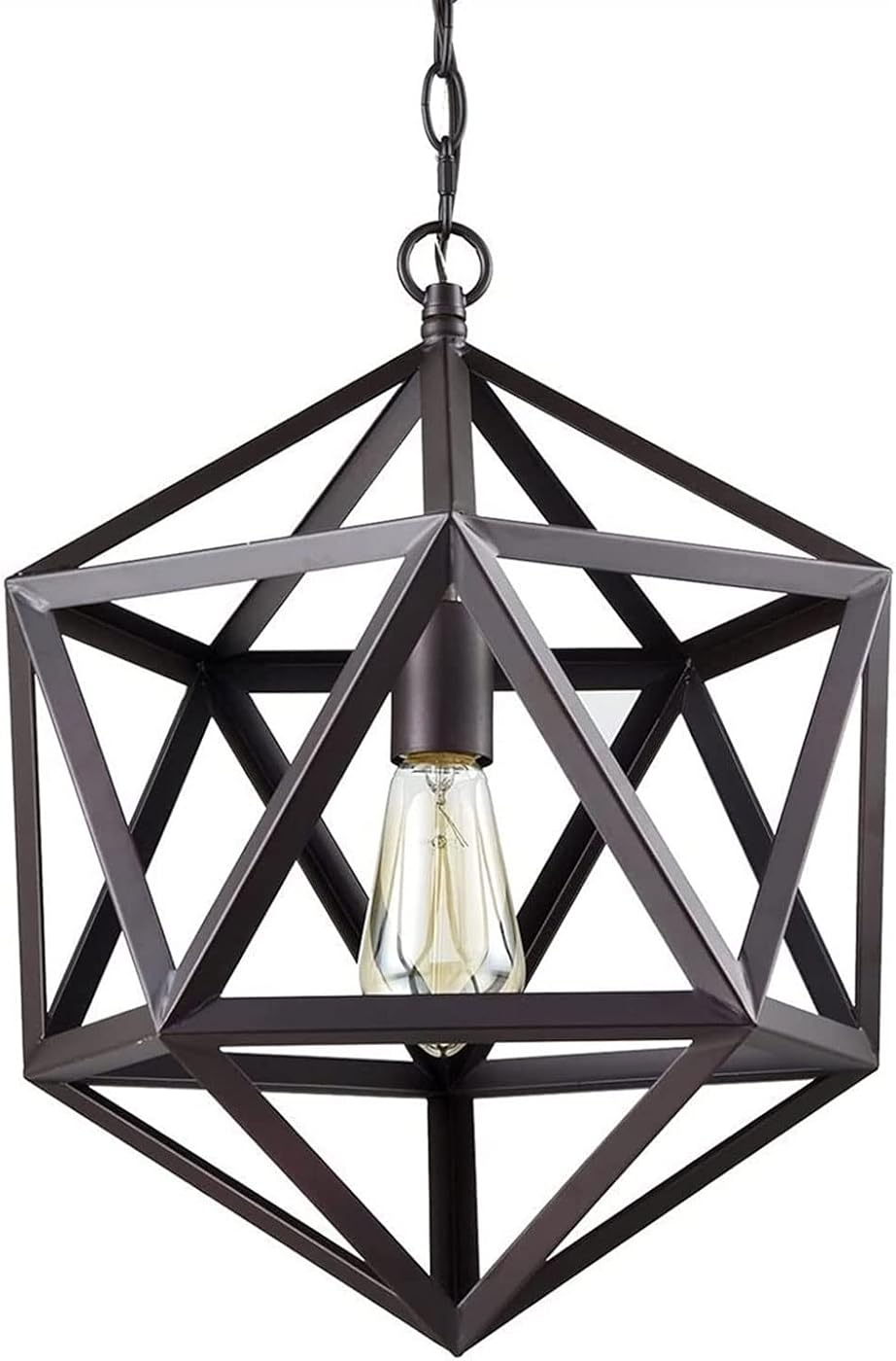 Chandelier Light Fixture Industrial Geometric Pendant Lamp Black Polyhedron Wrought Iron Metal Hanging Light Bar Restaurant Cafe Decoration Lighting Fixtures