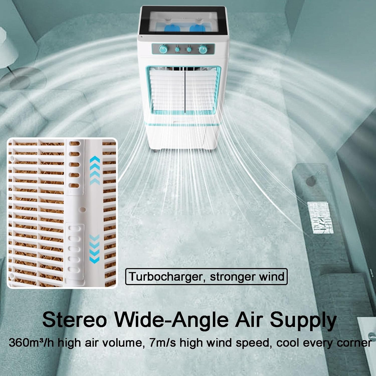 3 in 1 Evaporative Cooler, Swamp Cooler, Air Conditioner Portable with 8.8 Gal Split Water Tank, Knob Control, 3 Speed and 4 Ice Box(Orange)