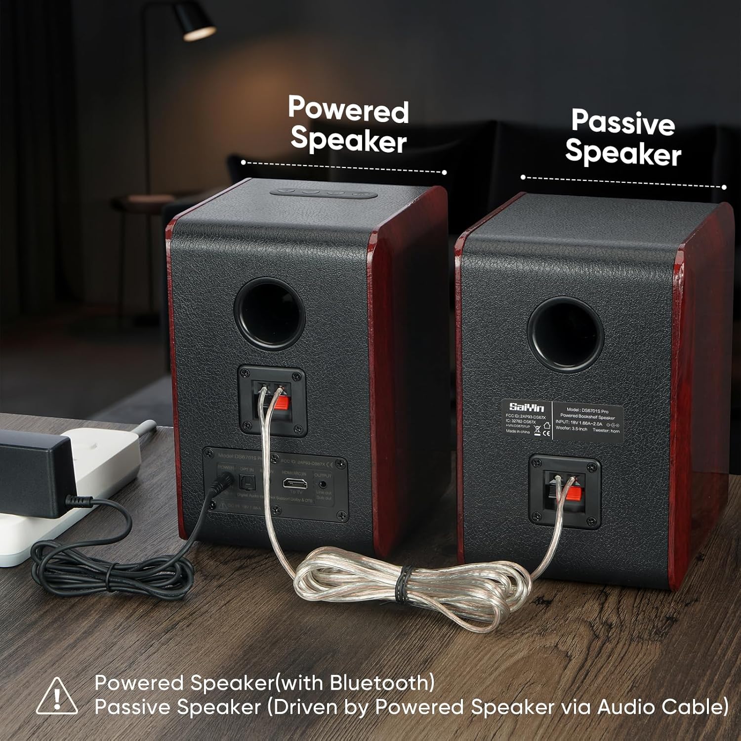 Saiyin Powered Bluetooth Bookshelf Speakers with 3.75