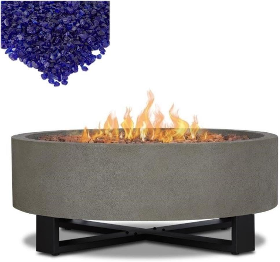 Home Square 2-Piece Set with Propane Fire Bowl for Outdoors and Fire Glass