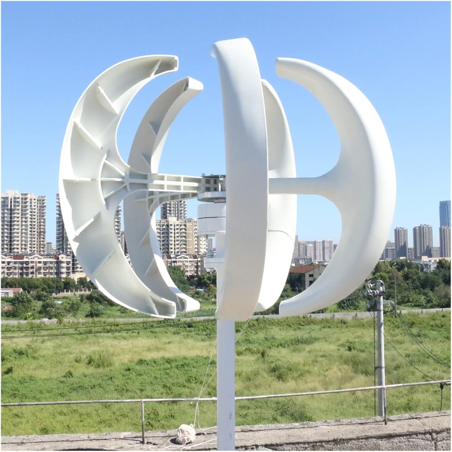 Windmill Generator, 5000W Home Low Noise Wind Power Turbine Electric Generator 5KW 12V 24V Vertical Windmill Low Wind Speed Starting Wind Turbines (Color : White, Size : 24V), 1005006150593534
