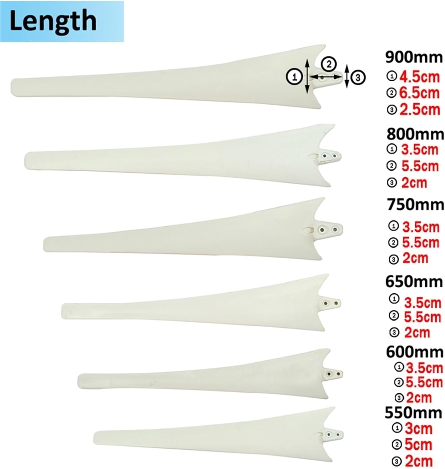 3 Pack DIY Blade with Hub and Cover 600/650/750/800mm Wind Turbine Generator Kit Wind Turbine Accessories Wind Turbine Generator Blades for Horizontal Wind Turbine Windmills(800mm)