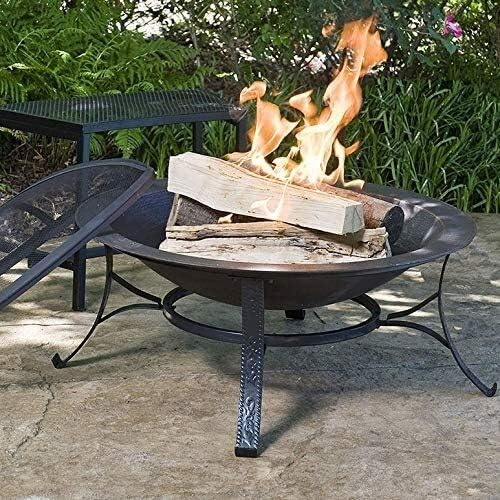 Fire Pits Outdoor Wood Burning Outdoor Fire Pit, Wood Burning Fire Pit with Grille Camping, Backyard, Get Together with Cover BBQ Cooking for Outside Camping Backyar