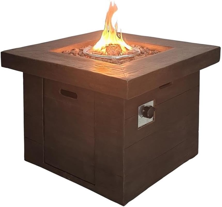 Smokeless Propane Gas Fire Pit - Fireplace for Outdoor - Brown
