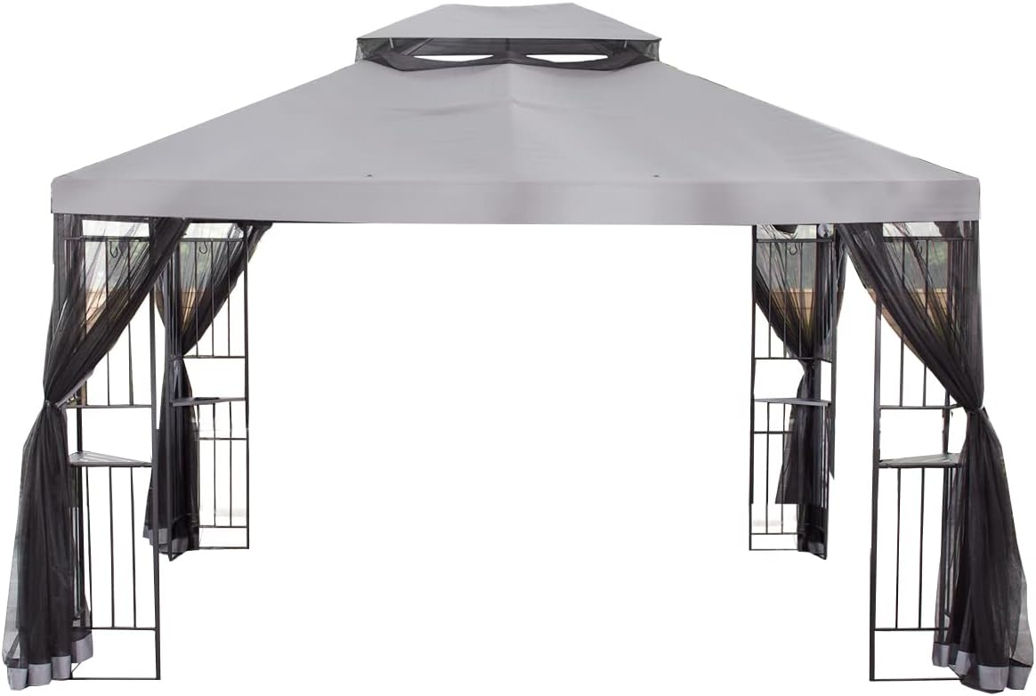 Garden Winds Replacement Canopy Top Cover Compatible with The Mainstays 10x12 Easy Assembly Gazebo - Will NOT FIT Any Other Gazebo - RipLock 350 - Slate Gray