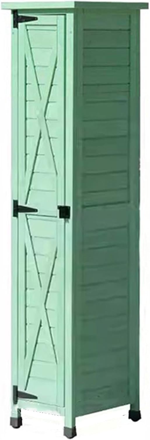 Wooden Tool Storage Shed, Outdoor Storage Shed with Shelves and Latch, Outside Waterproof Tool Storage Shed for Patio Furniture, Backyard, Lawn, Meadow, Farmland (One Color Green)