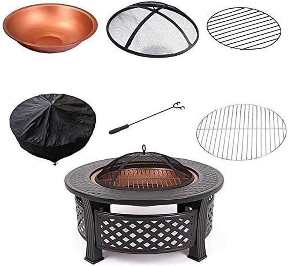 Outdoor Fire Pit Outdoor Fire Pits Wood Burning Pit - includes Spark Screen and Log Poker - Great for Outdoor and Patio Home Barbecue