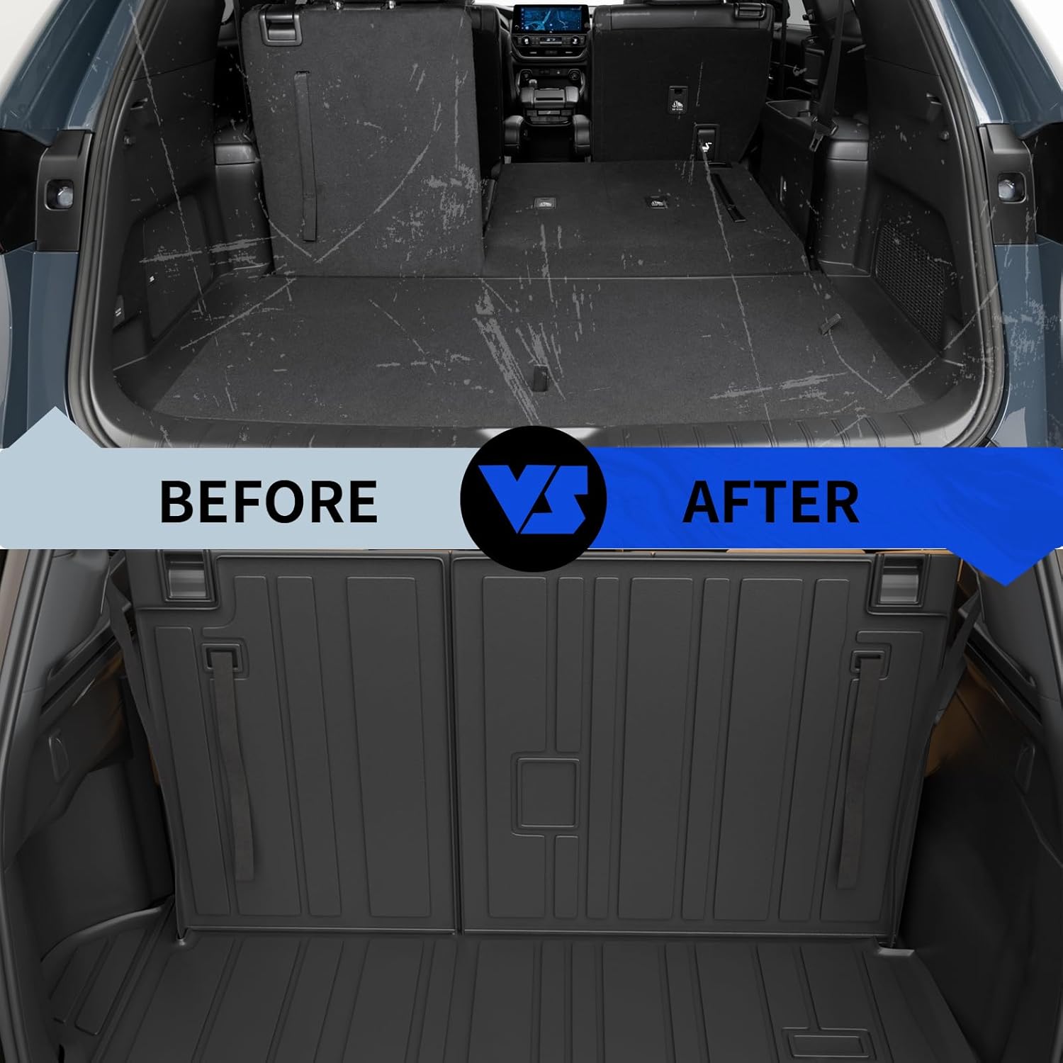 Rongtaod Floor Mat Compatible with 2020-2025 2026 Toyota Highlander Trunk Mat Cargo Mat Cargo Liner Back Seat Cover Floor Liner 2024 Highlander Accessories (Trunk Mat with Backrest Mat+Floor Mats)