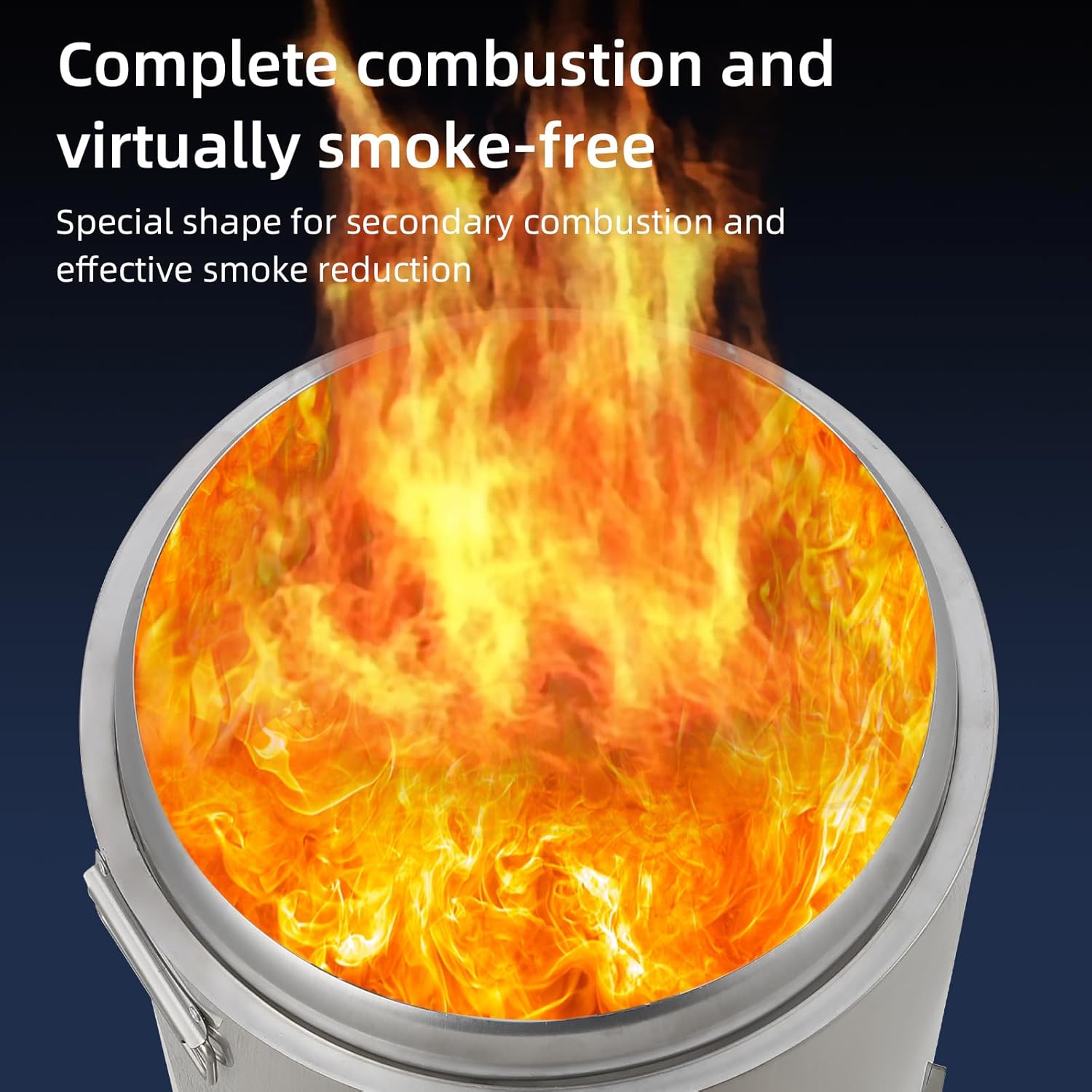 16.5 Inch Stainless Steel Smokeless Outdoor Fire Pit, Burning Wood, Particles,Coal, Removable Stand and Ash Pan, Perfect for Bonfire, Camping, Picnic, Family Gatherings for Garden