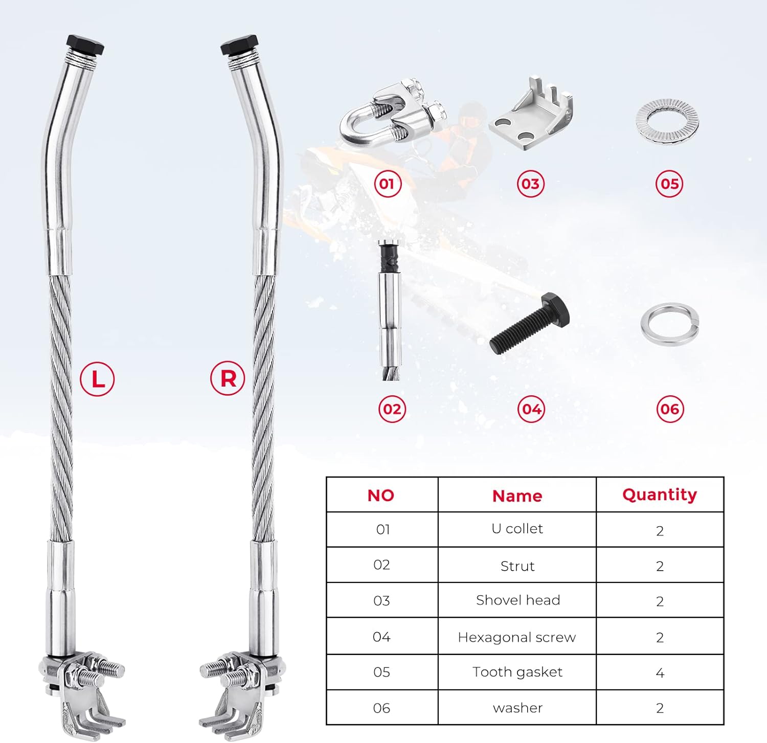 KEMIMOTO 4Pcs Snowmobile Ice Scratcher Kit Compatible with Polaris Arctic Cat Ski-doo Reverse and Non-Reverse Gear Equipped Universal Snowmobiles Scratchers with Claw Replacement Accessories 2 Set