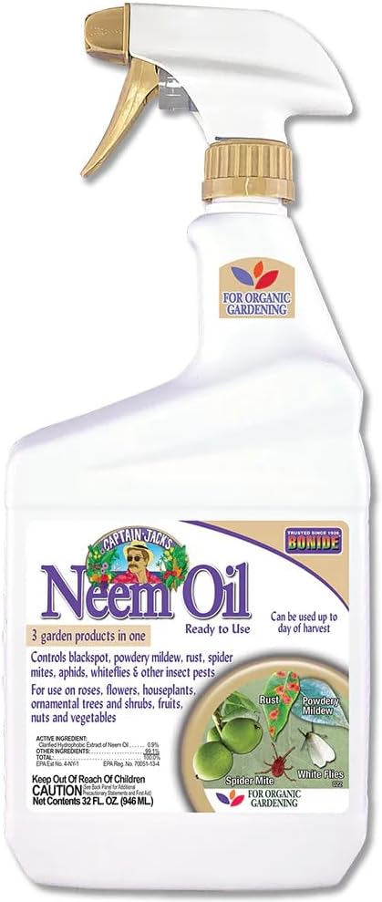 Bonide Captain Jack's Neem Oil, 32 oz Ready-to-Use Spray, Multi-Purpose Fungicide, Insecticide and Miticide for Organic Gardening (Case of 6)