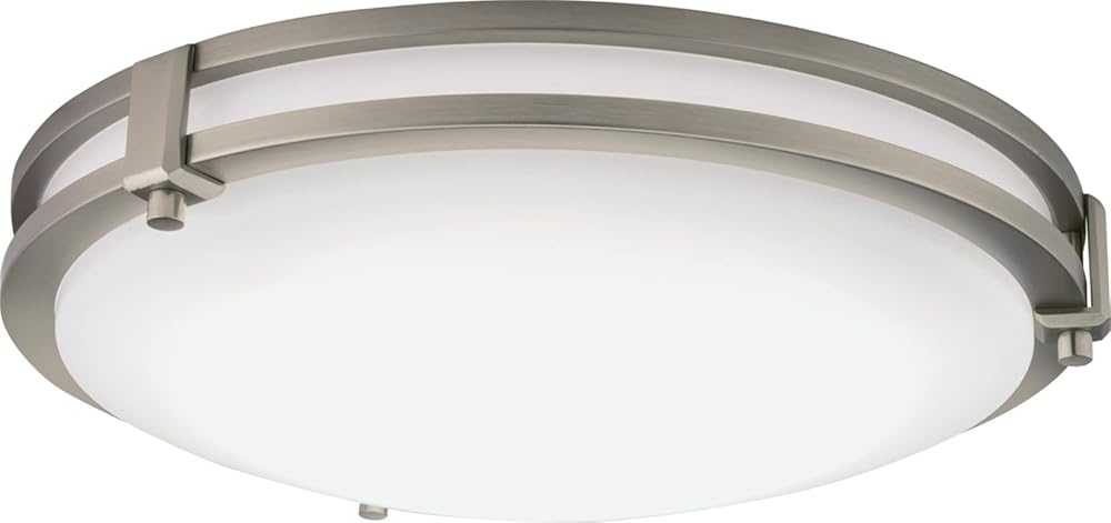 Lithonia Lighting FMSATL 13 14830 BN M4 LED Saturn Flushmount Ceiling Light Fixture for Kitchen | Hallway | Bedroom, Dimmable, 3000K, Antique Brushed Nickel