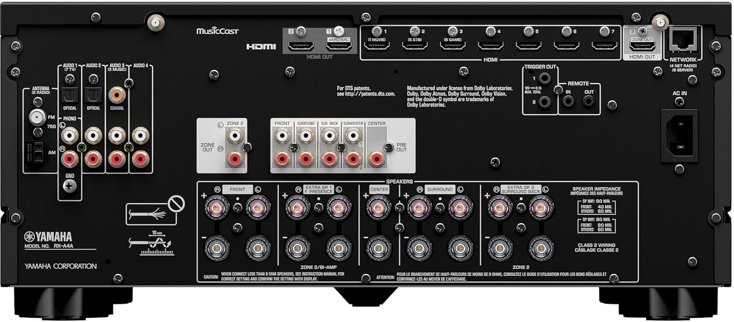 Yamaha RX-A4A AVENTAGE 7.2-Channel Surround Sound Network AV Receiver MusicCast Built-in Wi-Fi and Bluetooth Streaming Home Theater System Bundle with Accessories