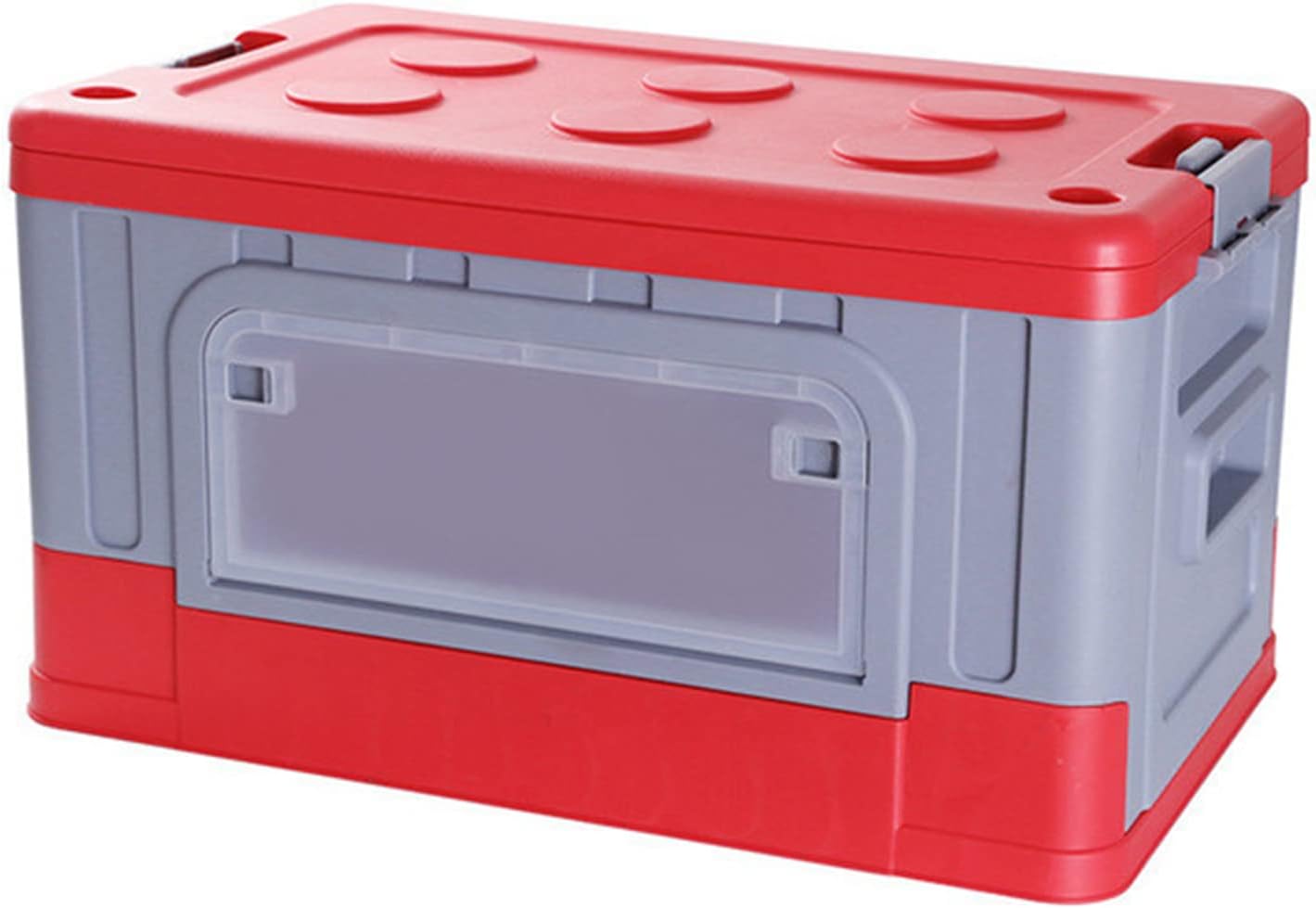 Deck Boxes Outdoor Waterproof | 20L Folding PP Stackable Utility Crates,PP Storage Crates with Lid for Car Home Grocery Toys Books (Red)