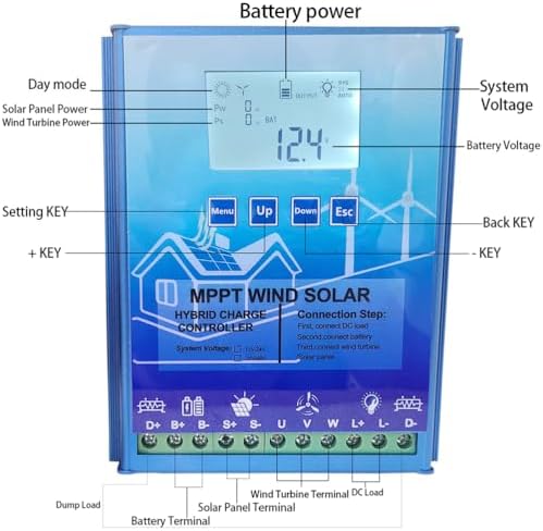 12000W Solar & Wind Hybrid System, Double MPPT Charge Controller for 12V/24V/48V, Auto Regulator for Home Use, Efficient Wind Turbine Generator, Renewable Energy Solution