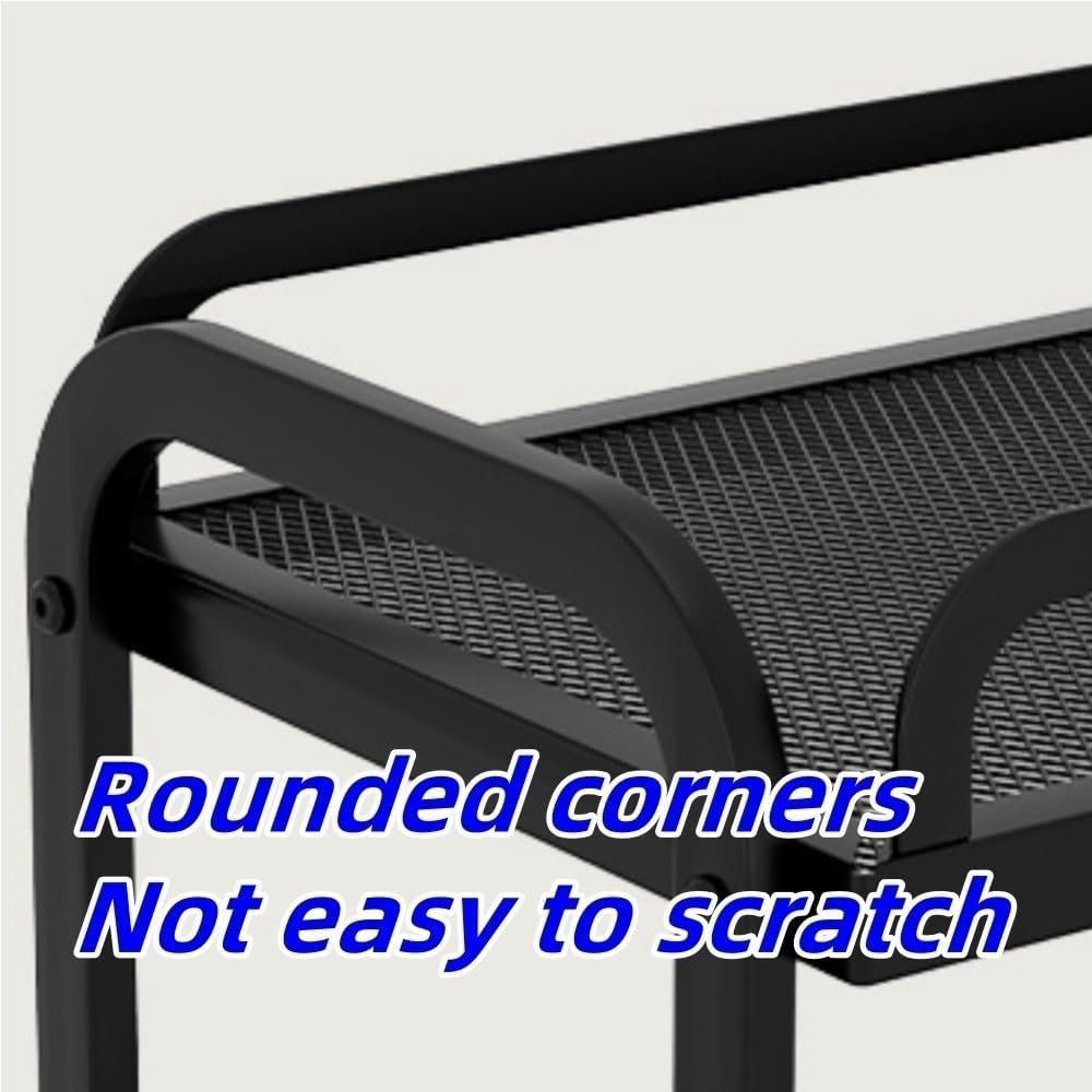 Seasoning Storage Rack, Countertop Spice Rack, Coffee Station Storage Rack, 2-layer Skin Care Product Rack, Metal Display Rack for Kitchen, Bathroom, Living Room(Black)