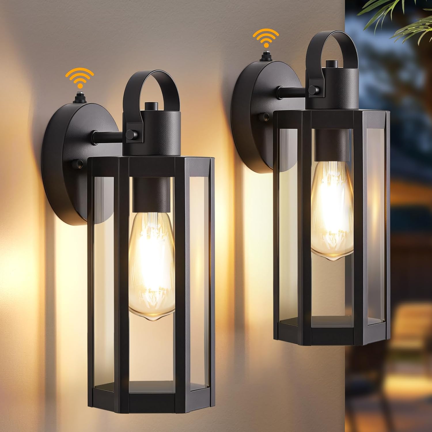 Dusk to Dawn Outdoor Lighting Fixtures, Black Waterproof Sconce Outside Lamp Exterior Wall Sconce Front Door Porch Wall Mount Light Fixtures Anti Rust Wall Lantern for Garage Doorway