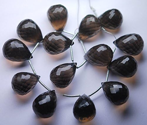2 match pair,smokyquartz faceted drops shape briolettes calibrated size 13x18mm