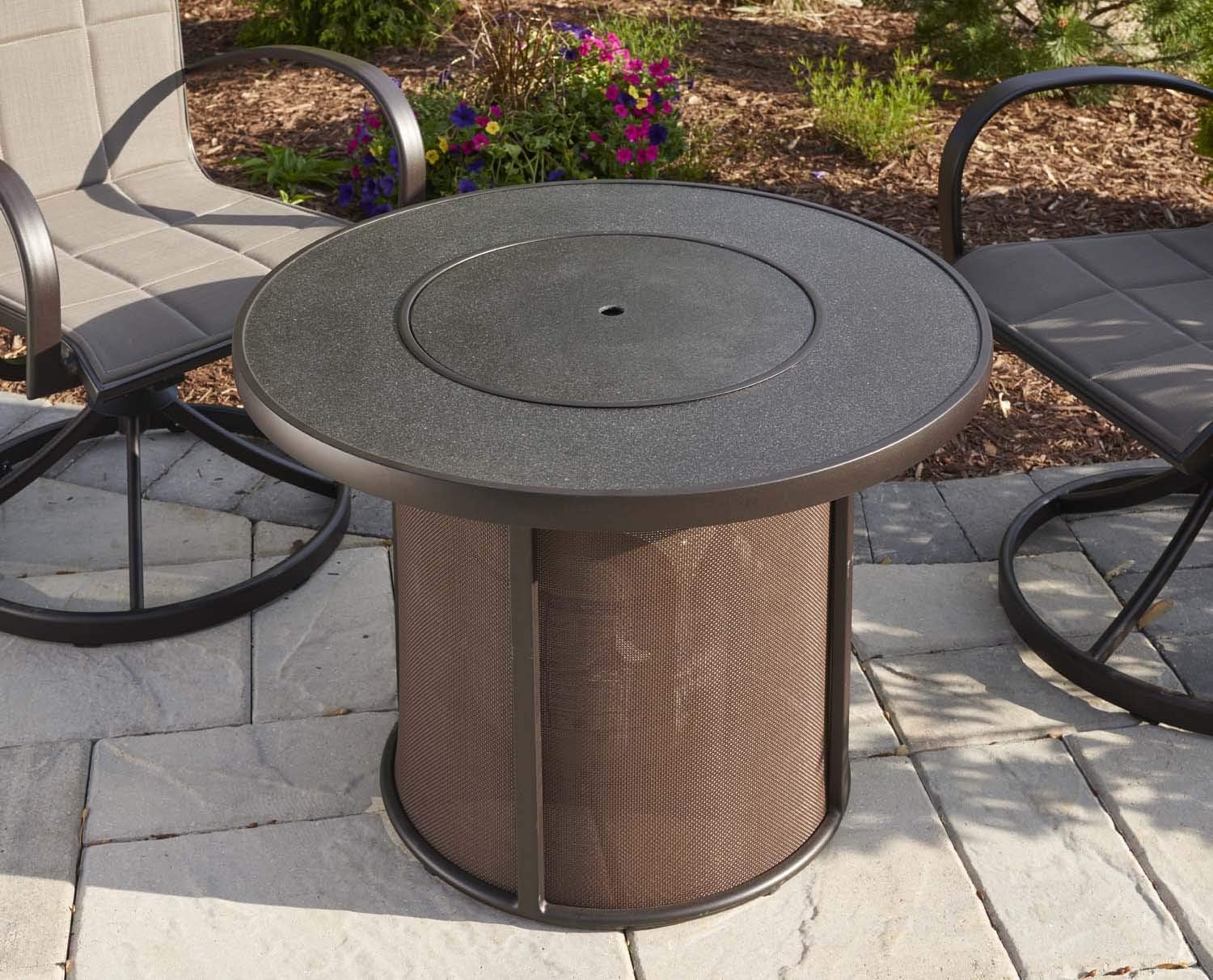 The Outdoor GreatRoom Company Stonefire Fire Table with Electronic Ignition (SF-32-K-CF-DSI-NG), Natural Gas, 32x32-Inches