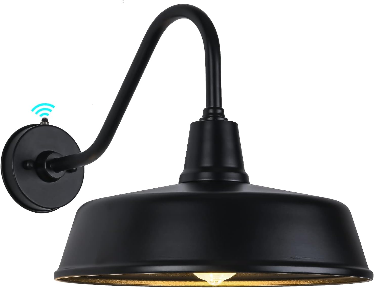 Gooseneck Barn-Lights Outdoor Fixture - 15 inch Farm Style Black Large Lighting Farmhouse Exterior Sconce Wall Light for House, Dusk to Dawn Sensor Front Door Porch Garage (15 inch)