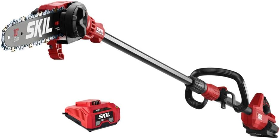 SKIL PWR CORE 40 Brushless 40V 10'' Pole Saw Kit with Over 9ft. Telescoping Shaft & Angled Head, Includes 2.5Ah Battery and Auto PWR Jump Charger - PS4561C-10