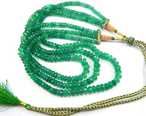 3 Strands Green Onyx Beads 18.5 inch 5-8mm Rondelle Beads Emerald Alternative Faceted Green Beads Gemstone