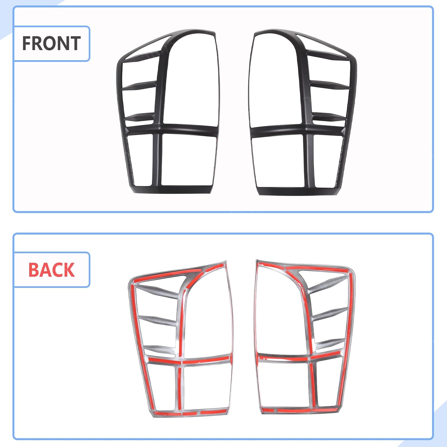 Aunginsy Tail Light Lamp Cover Compatible with Toyota Tacoma 2016-2023 Car Rear Taillight Lamp Guard Frame Bezels Tail Brake Light Trim Cover Rear Headlight Decorative Cover Protection ABS Accessories