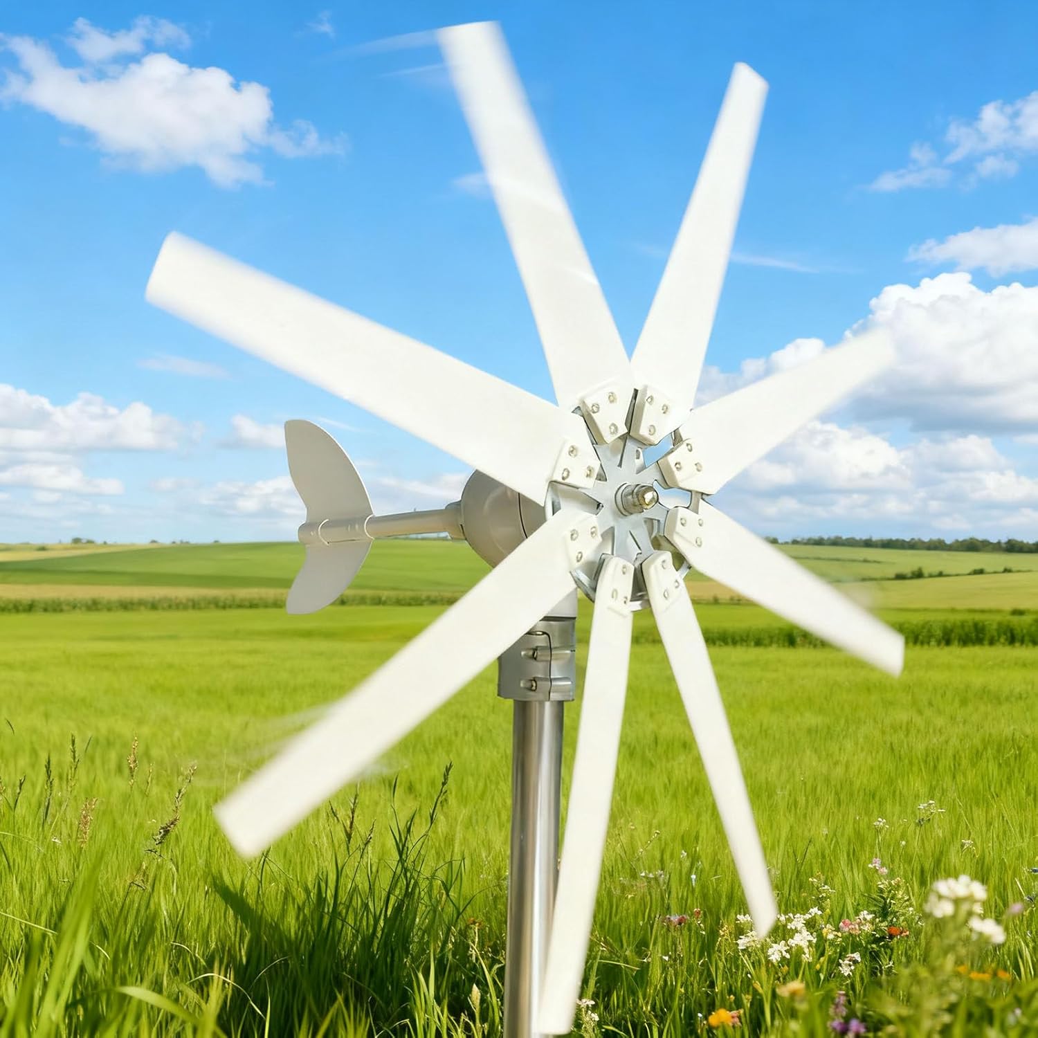 Wind Turbine Generator Kit 4000W 12V 24V 48V 220V with 8 Blade,with MPPT Controller,Wind Power Generator for Marine,RV, Home,Windmill Generator Suit for Hybrid Solar Wind 48V