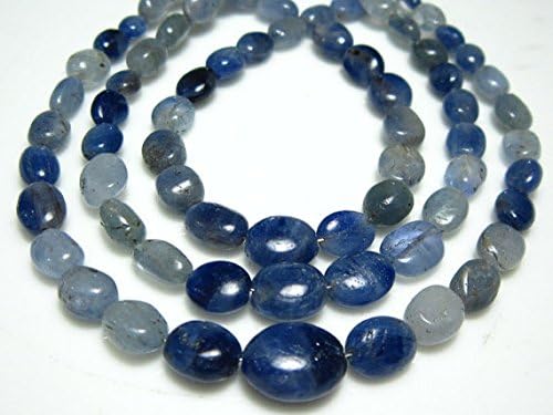13 inch natural beads strand of 4-8mm smooth oval shaded blue sapphire gemstone beads for DIY jewelry - necklace, bracelet, earring, ring.