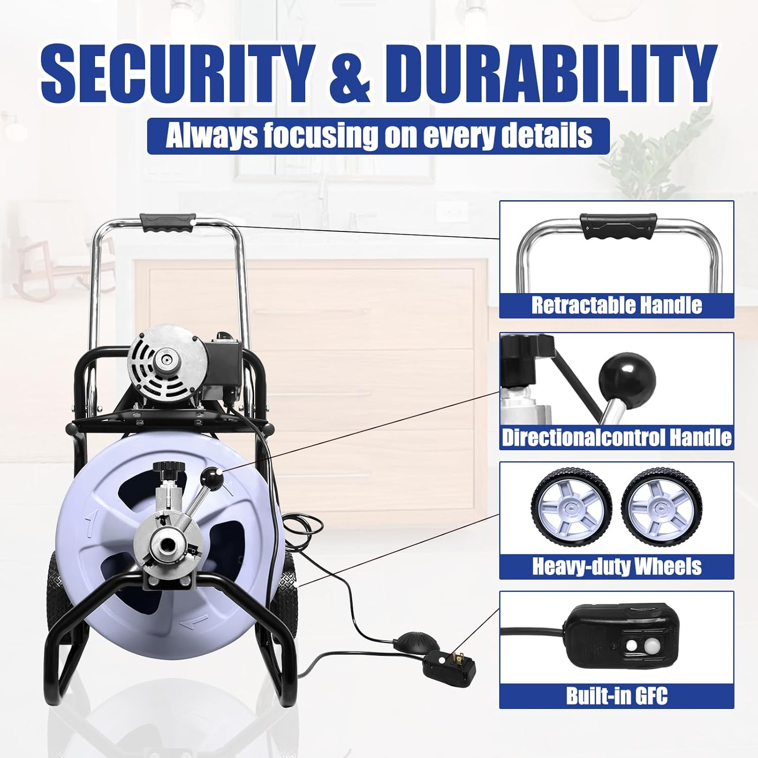 Pro-Grade Drain Cleaner Machine 100ft x 1/2