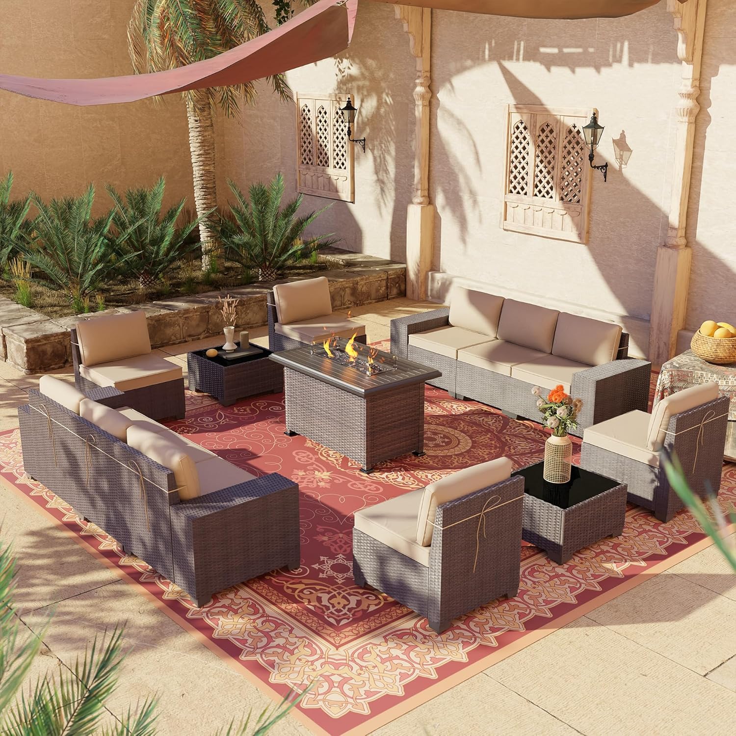 13 PCS Outdoor Patio Furniture Set,Outdoor Sectional Furniture with 43