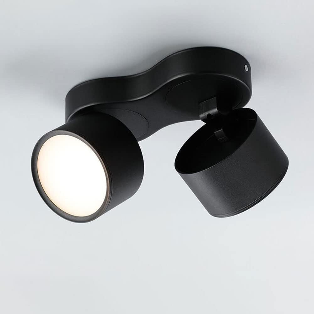 OJRGG Aluminum LED Ceiling Lamp Double-Headed Foldable Swivel Ceiling Light Mini Corridor Ceiling Light Fixture for Living Room Bedroom Dining Room Kitchen Hallway Restaurant Cafe Loft(Black-7w,4000K)