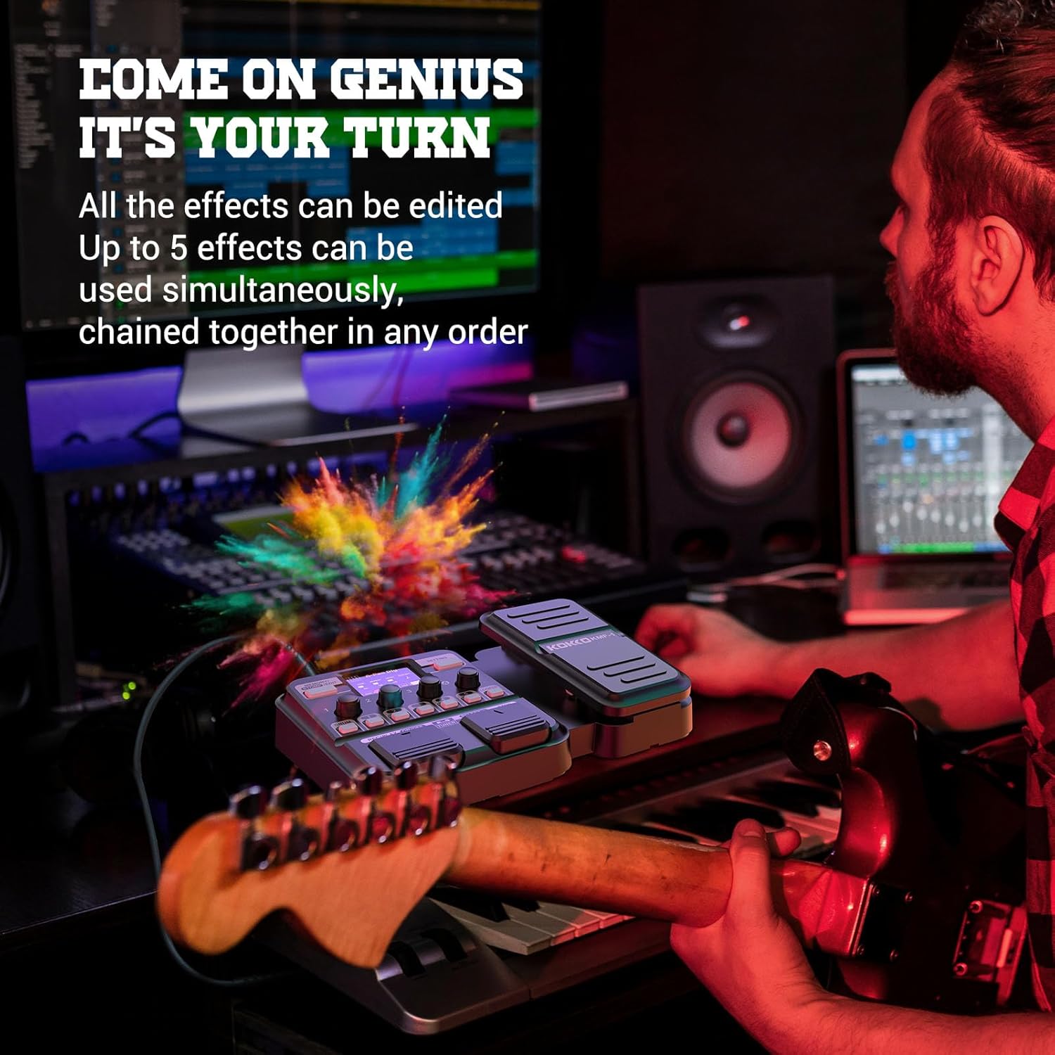 KMF-1 Guitar Pedal, Guitar Multi Effects Processor Pedal | Amp Modeling, IR Loading, Expression Pedal & Color Display | Portable Multi-Effects Unit for Live, Studio, Practice