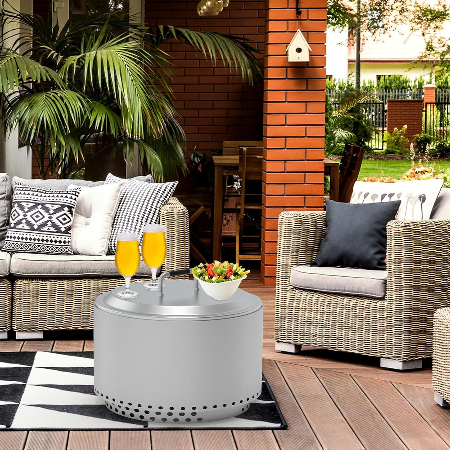 Fire Pit Lid for Solo Stove Yukon 2.0 & 1.0 Accessories, Stainless Steel Fire Pit Cover for Solo Stove Lid 27