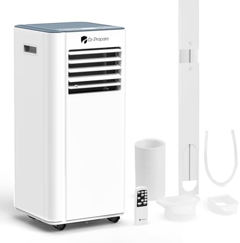 DR.PREPARE 8,000 BTU Portable Air Conditioner, 4-in-1 Portable AC with Remote Control, Fast Cooling, 24H Timers, Window kit, Cools Up to 350 sq. ft for Rooms, Bedroom
