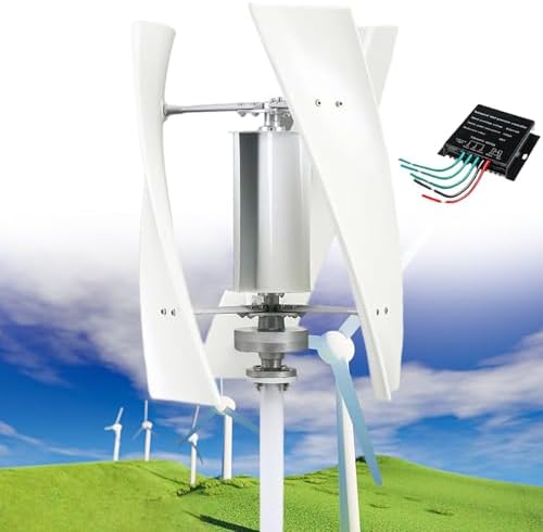 14000W Vertical Wind Turbine Generator Kit - Portable Helix 3-Blade Wind Power System with Charge Controller for RV, Marine, Home & Industrial Energy Solutions - 220V White