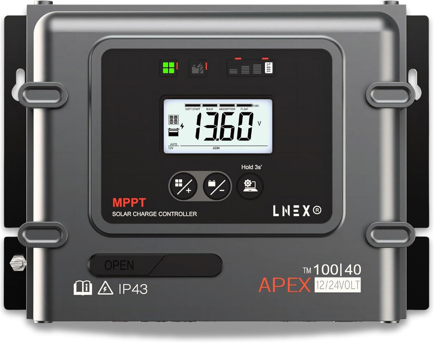 MPPT Solar Charge Controller 40A, 12V 24V Solar Panel Regulator with Temp Sensor for LiFePO4,AGM, Gel, Flooded and Lithium Battery