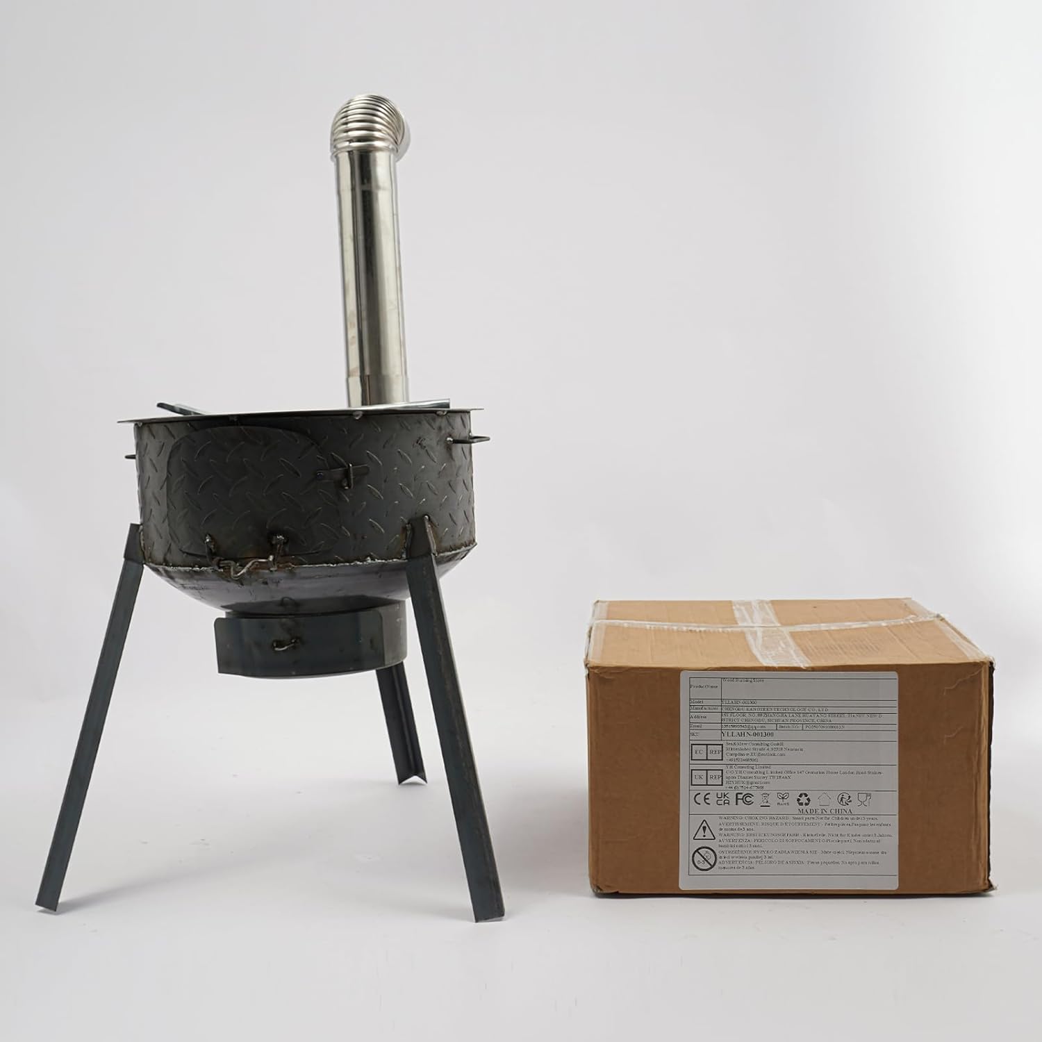 Wood Burning Stove,Black Wood Burning Firepit with 3 Wok Rings,Freestanding Multifunction Wood Burning Stove for Outdoor/Backyard Use