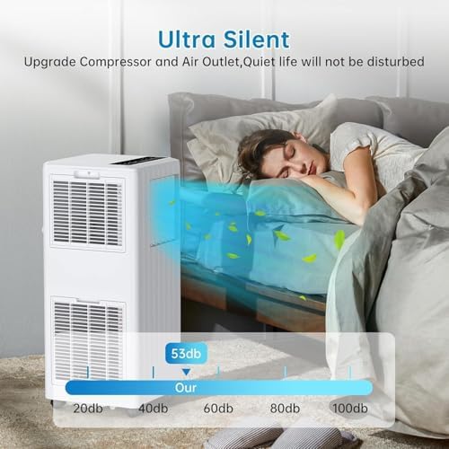 8000 BTU Portable Air Conditioner, 4-In-1 Quiet Portable AC Unit Up to 350 Sq.Ft, Portable Ac With Cooling, Fan, Dehumidifier,Energy Saving & Remote Control, for Rooms/Living Room, White