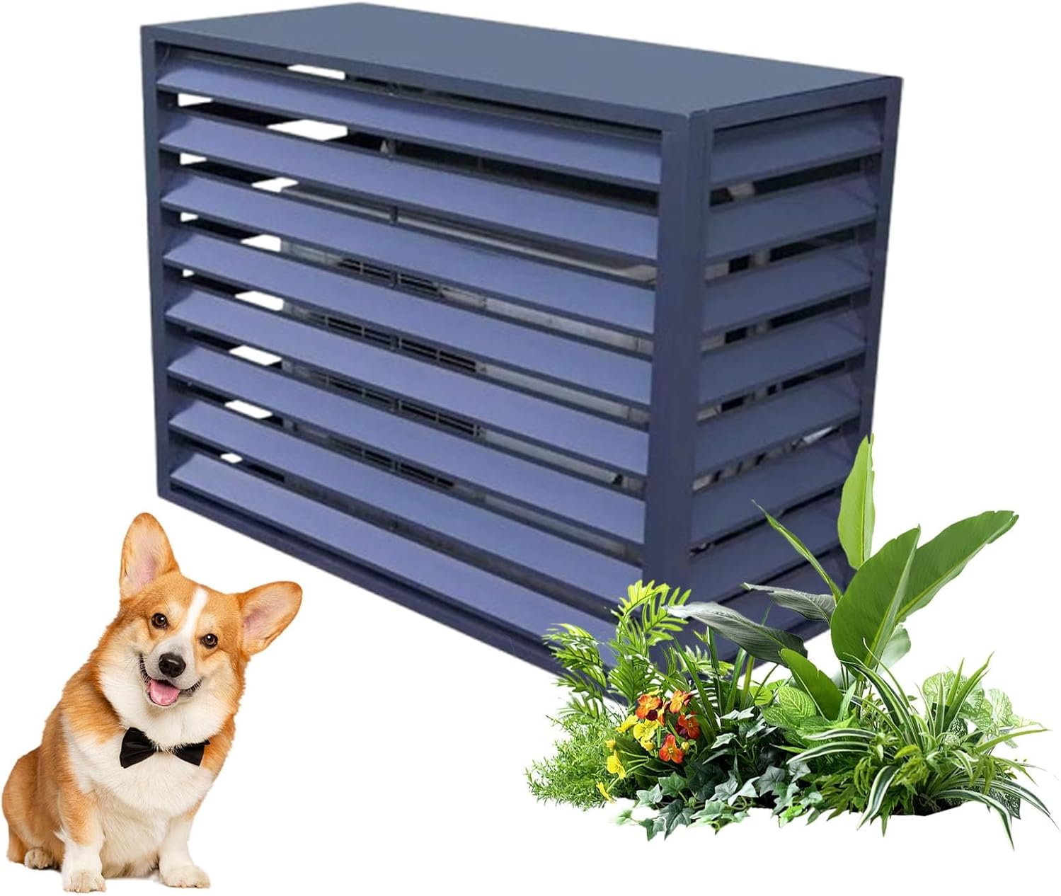 Aluminum Air Conditioner and Heat Pump Cover, Ac Unit Covers Outdoor, Privacy Screens Fence Panels for Air Conditioners Trash Bins(Gray,110cm)