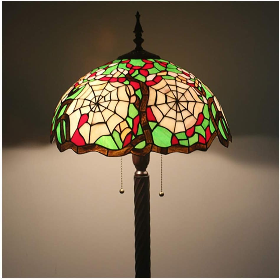 Floor Lamp Standing Lamp for Bedroom Standing Lamp Romantic Pastoral Style Stained Glass Floor Lamp with 16 Inch Double LED Bulb for Living Room Bedside Bedroom (Color : C)