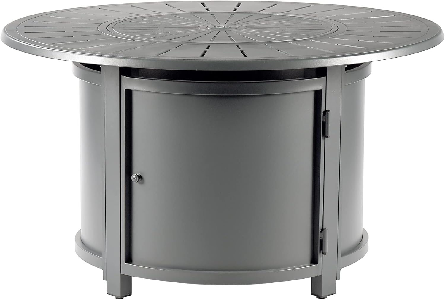 Oakland Living Round 44 in. x 44 in. Aluminum Propane Fire Pit Table with Glass Beads, Two Covers, Lid, 57,000 BTUs in Grey Finish