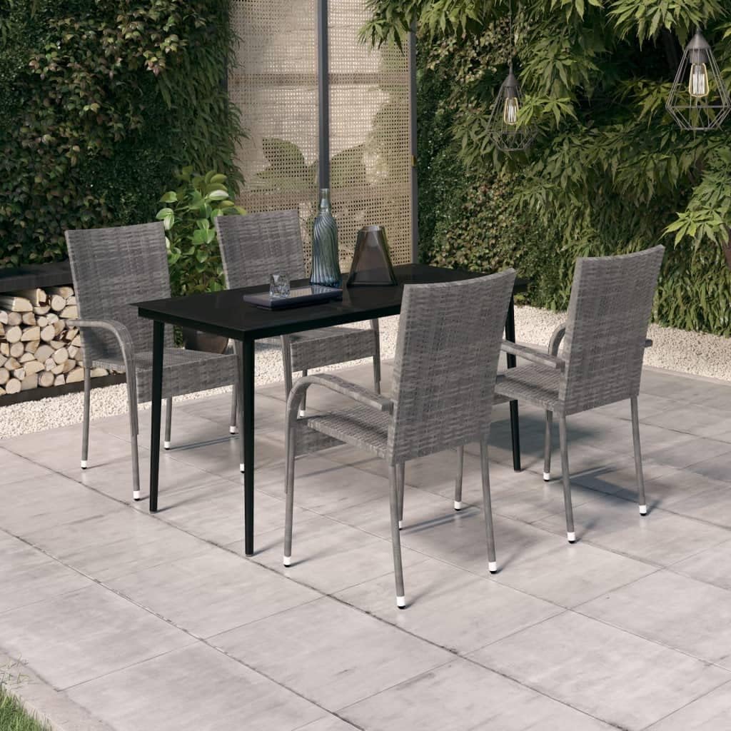 5 Piece Patio Dining Set Gray and Black,Premium Patio Dining Set: Durable and Stylish Outdoor Furniture for Dining and Relaxation Furniture Sets for Patio, Lawn & Garden
