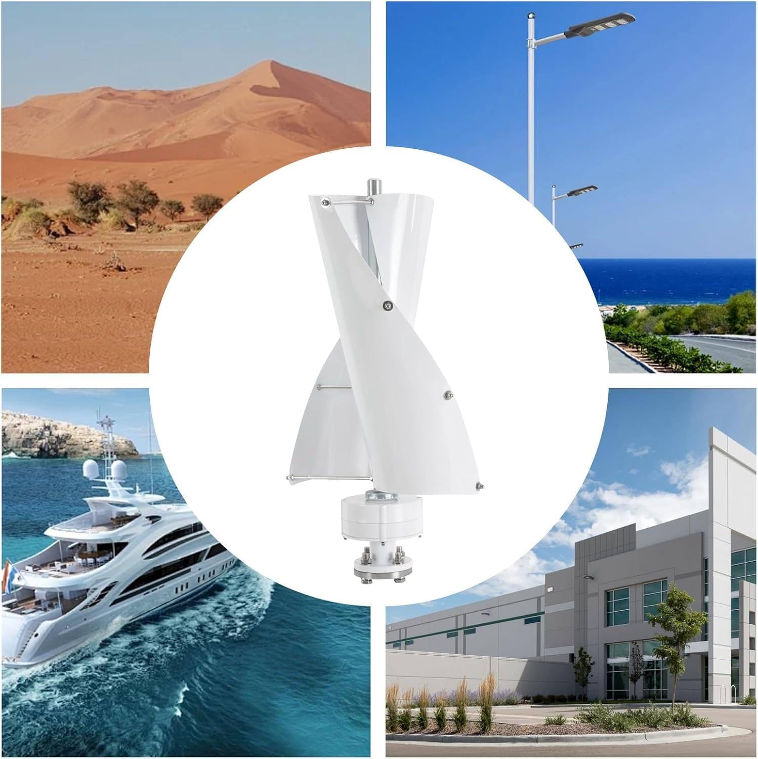 12V 24V Vertical Wind Turbine Generator with Helix Maglev Axis, Hybrid Solar Wind Power System for Home & Marine, 2-Blade Windmill Controller, Efficient Energy Solution