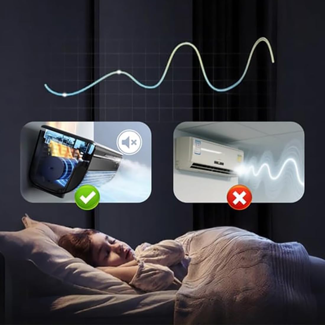 Portable Wireless Wall Mounted Air Conditioner|Upgraded 3 Wind Modes for Fast Cooling|20W 6000mAh AC with Remote Control|10 dB Quiet for Home,Bedroom,Kitchen (White)